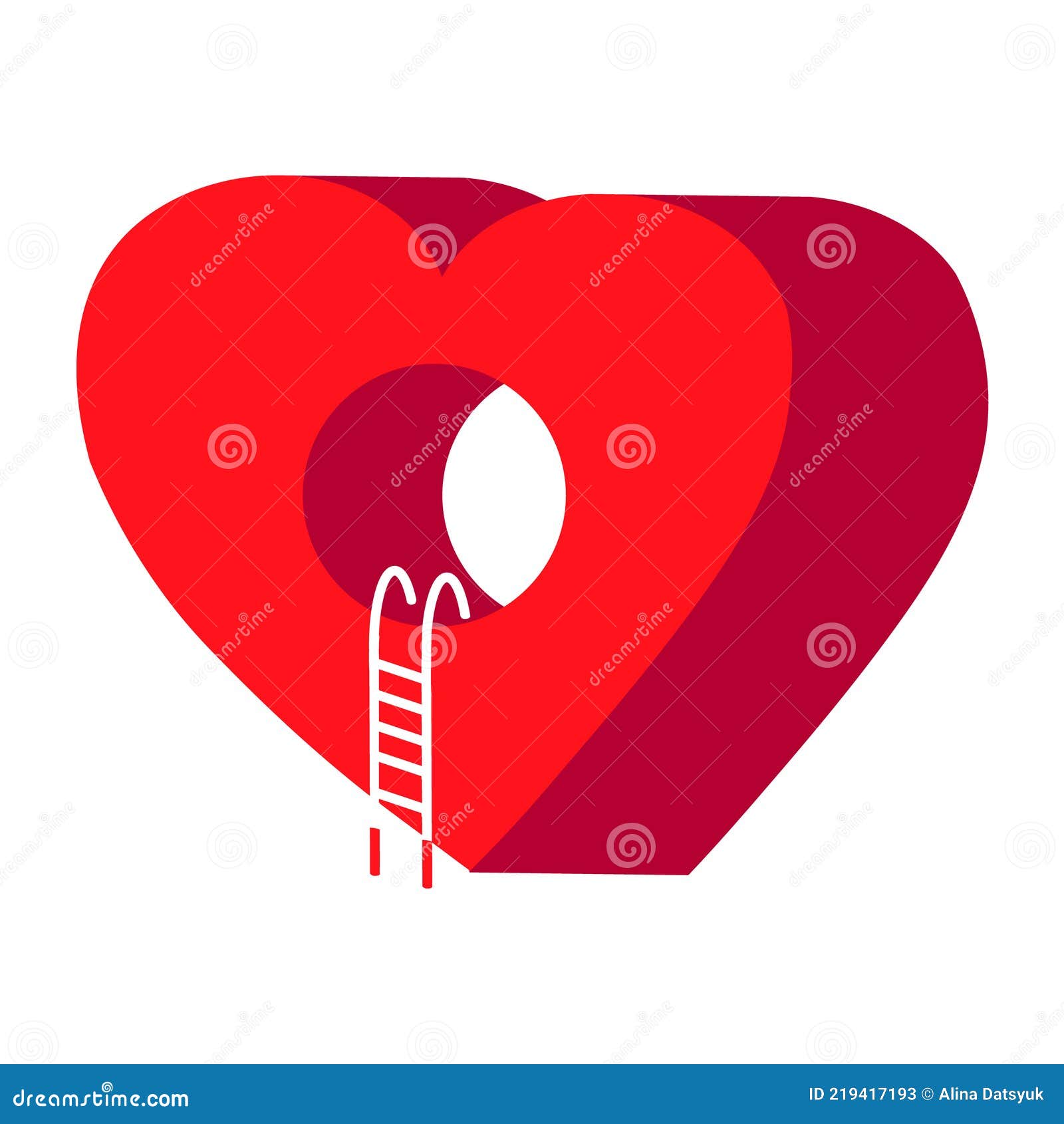 three-dimensional heart with round hole isometric heart .