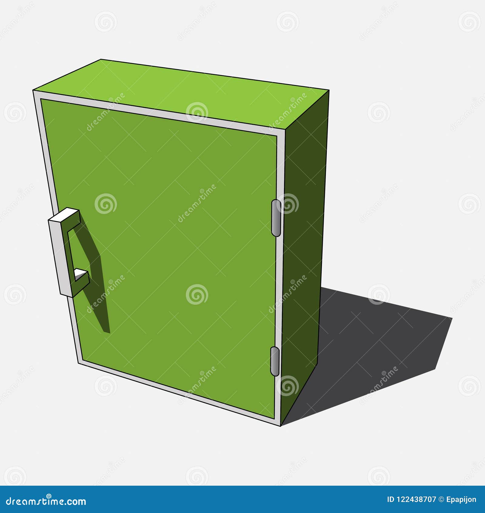 3d Image Simple Green White Isolated Cabinet Stock Vector