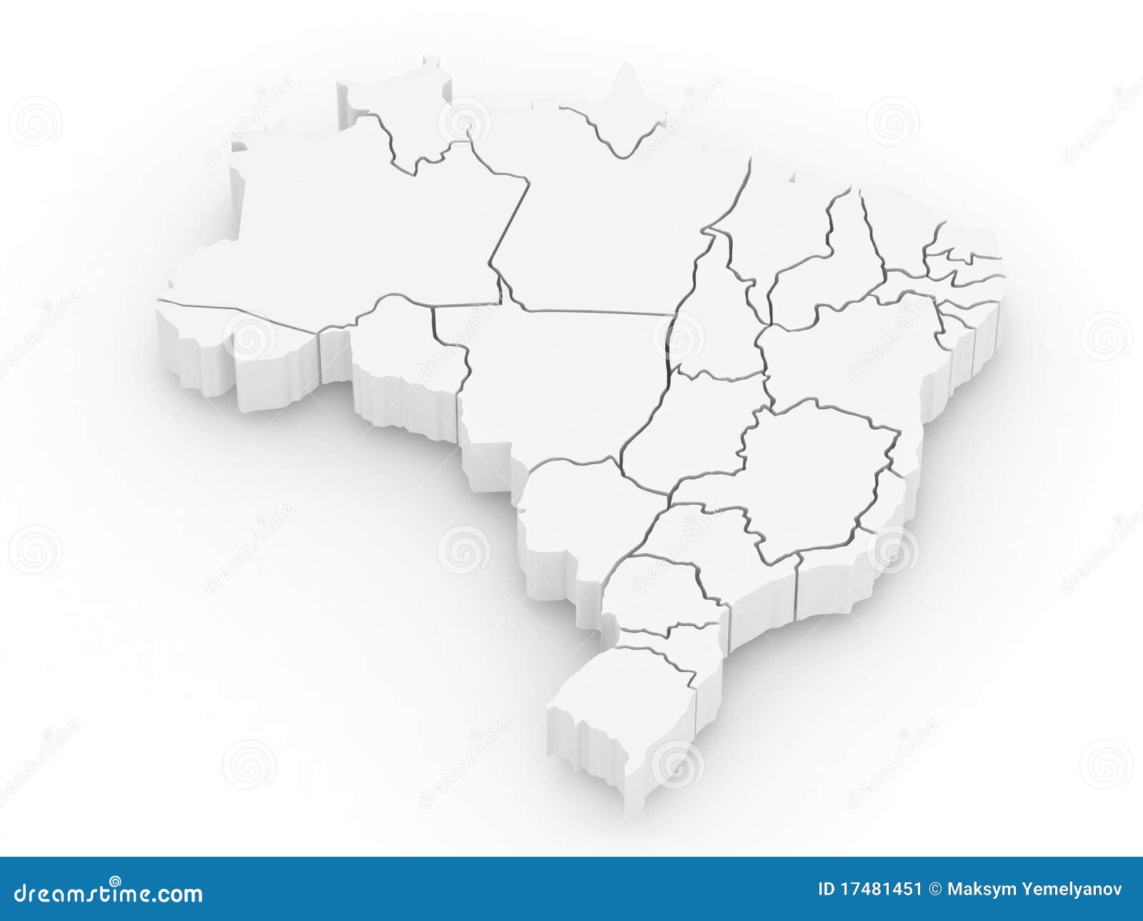 three-dimensional map of brazil. 3d