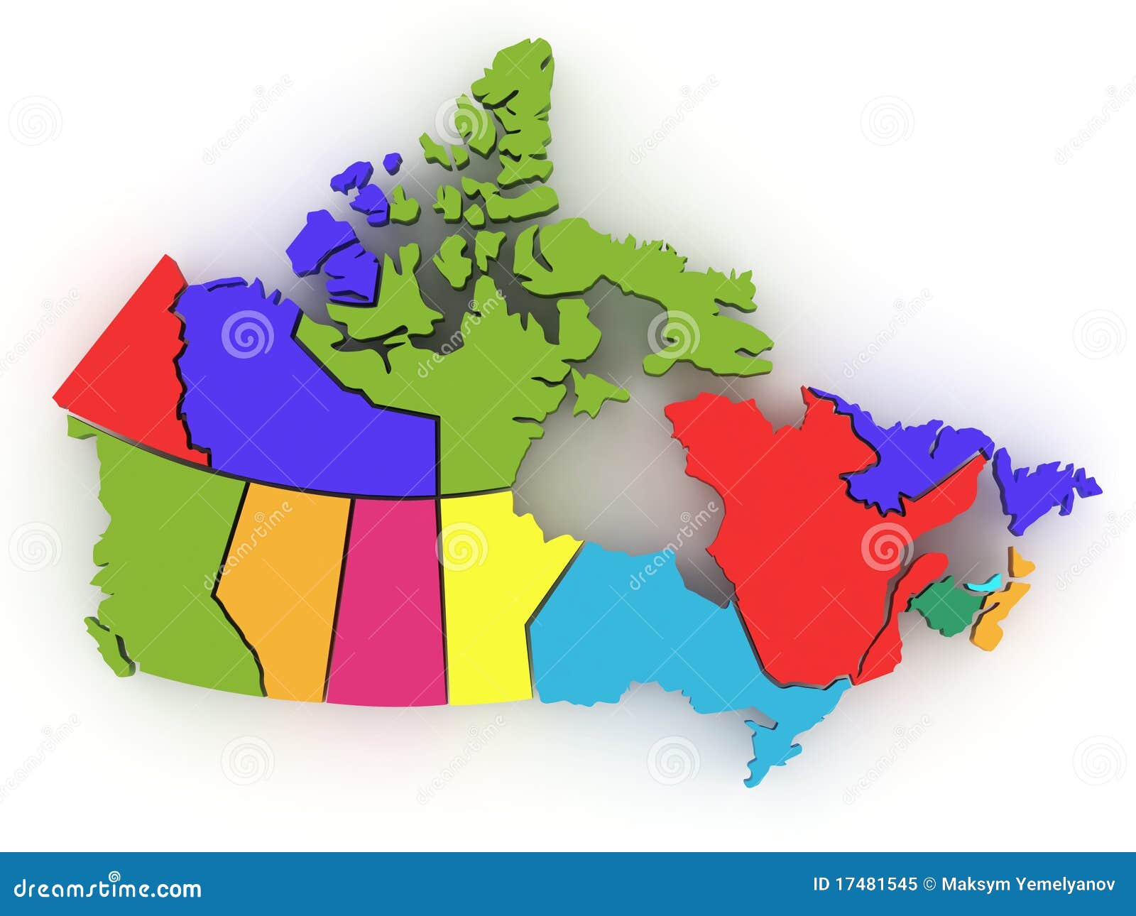 three-dimensional map of canada. 3d