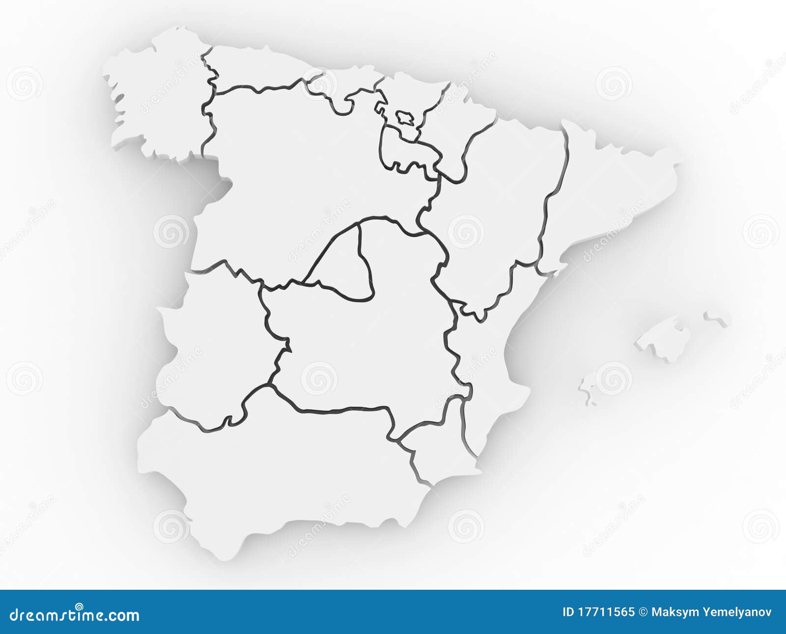 three-dimensional map of spain. 3d