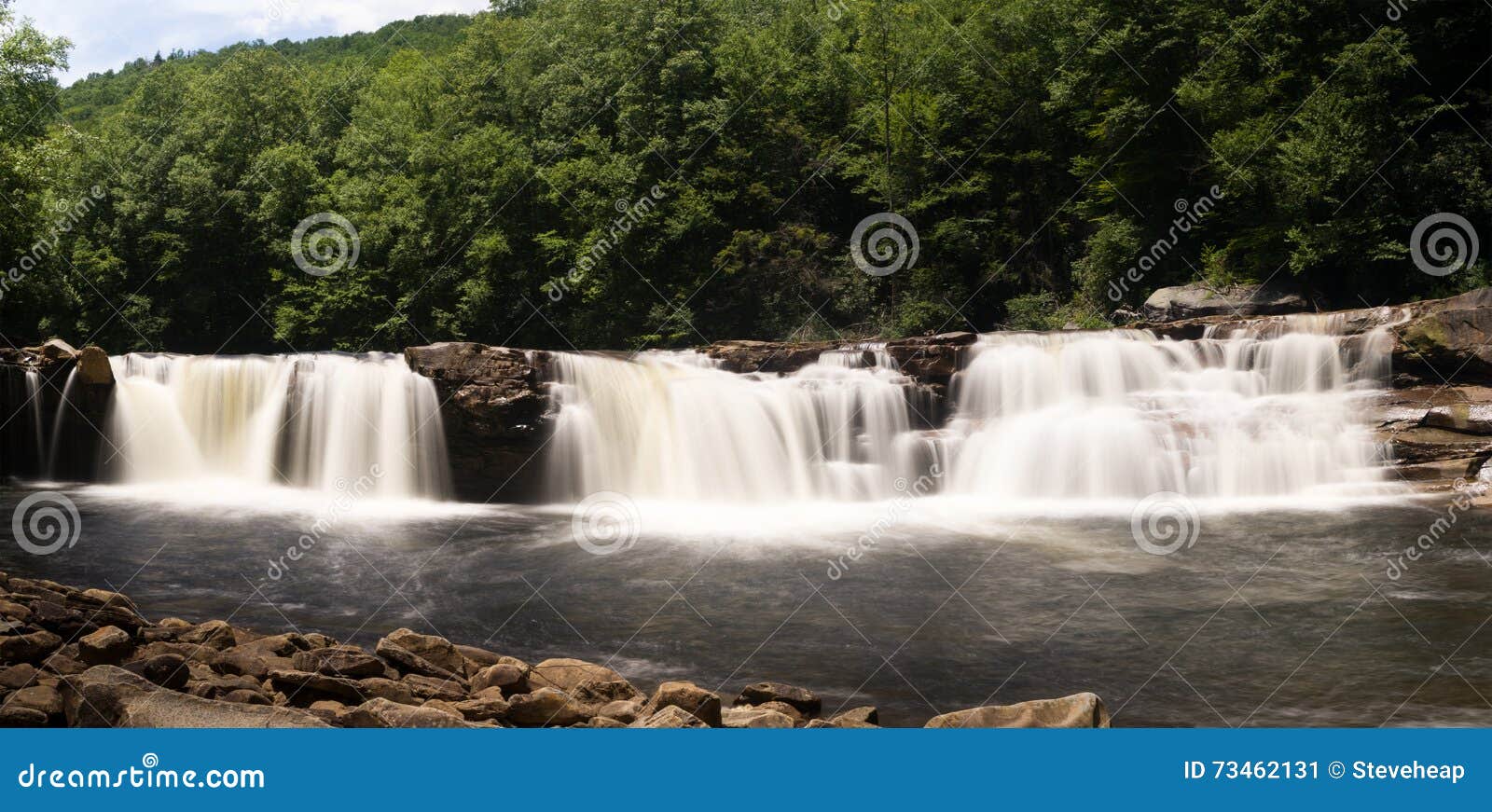 three distinct waterfalls at high falls of cheat