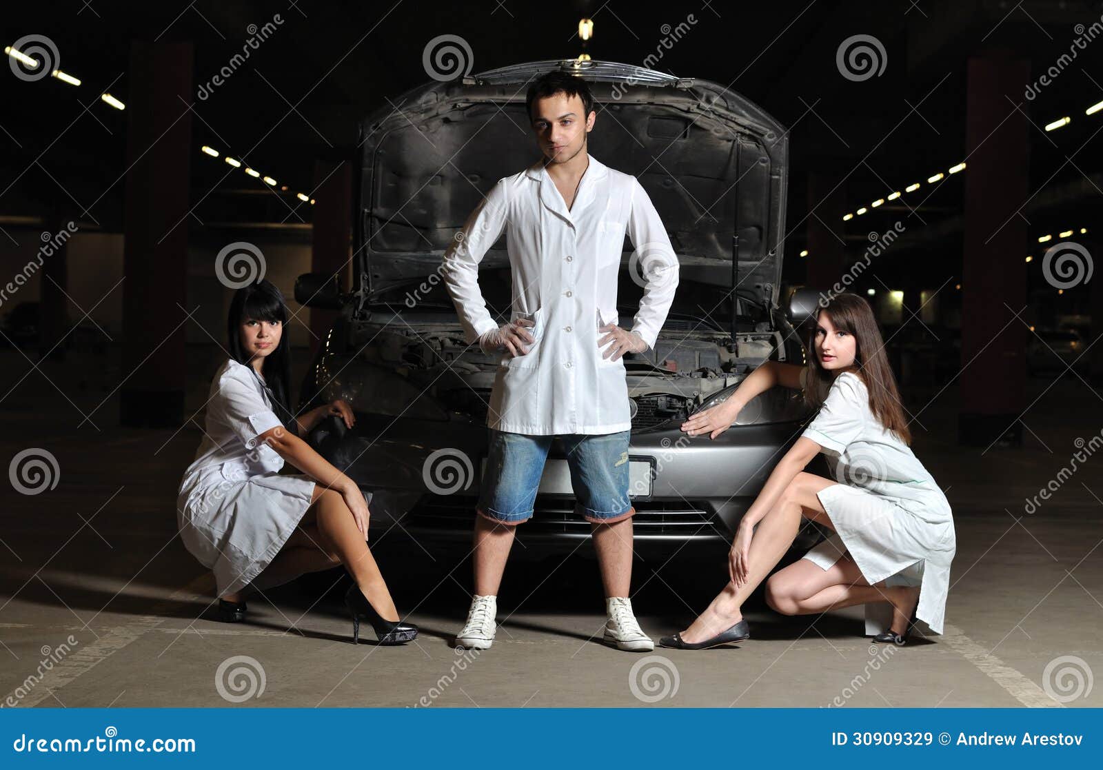 Three Doctors in Front of Car Stock Image Image of paramedic, medic