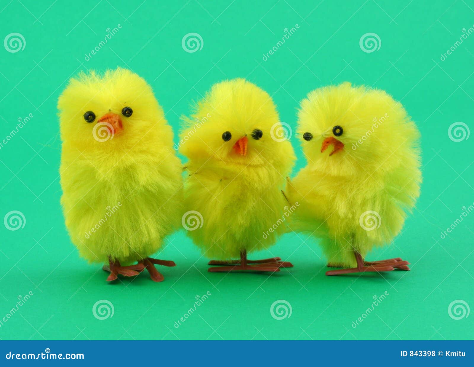 Three Easter Toy Chickens on Green Stock Photo Image of idea, chicken