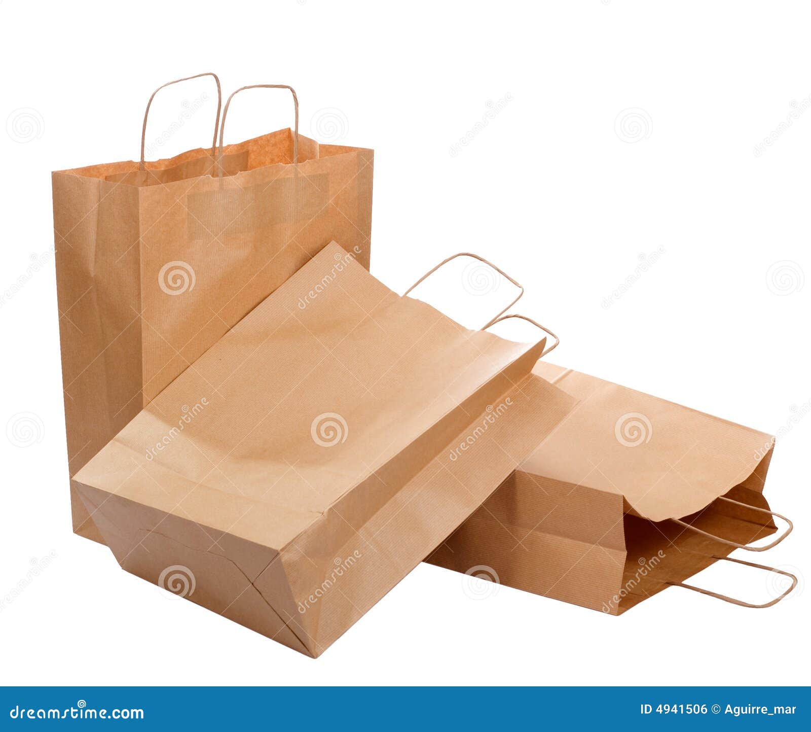 Three Ecological Paper Bags Stock Photo Image of recycling, blank 4941506
