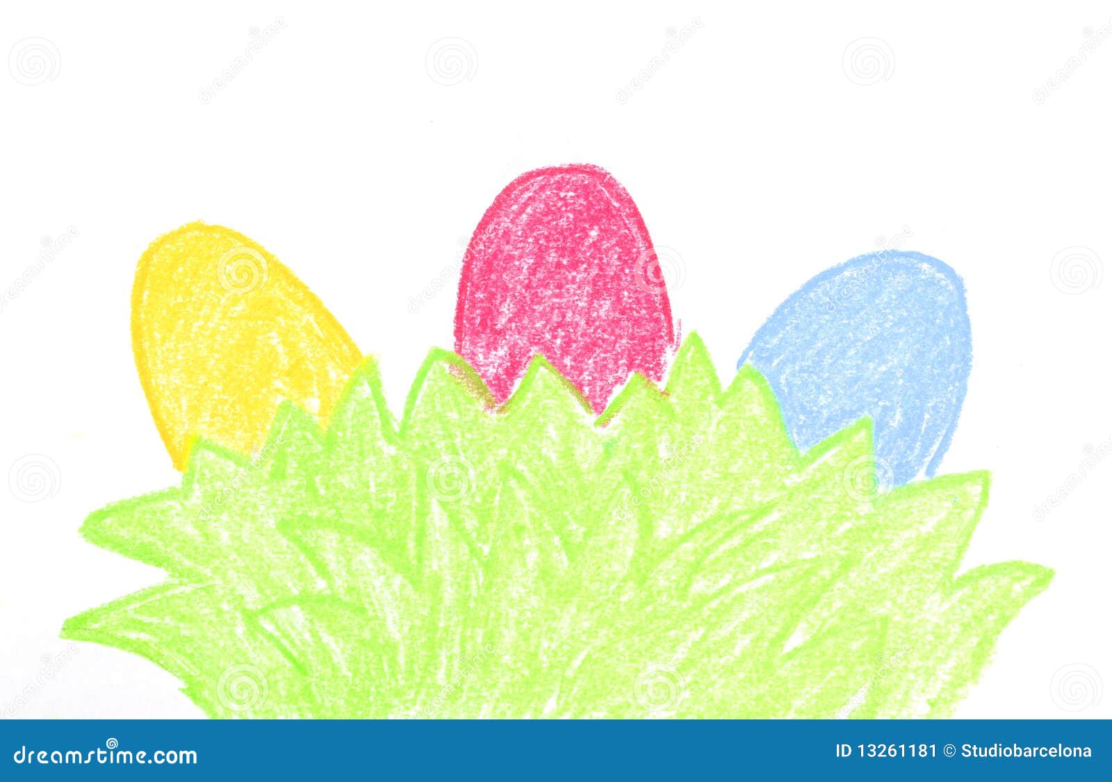 Three eggs painted stock illustration. Illustration of grass 13261181