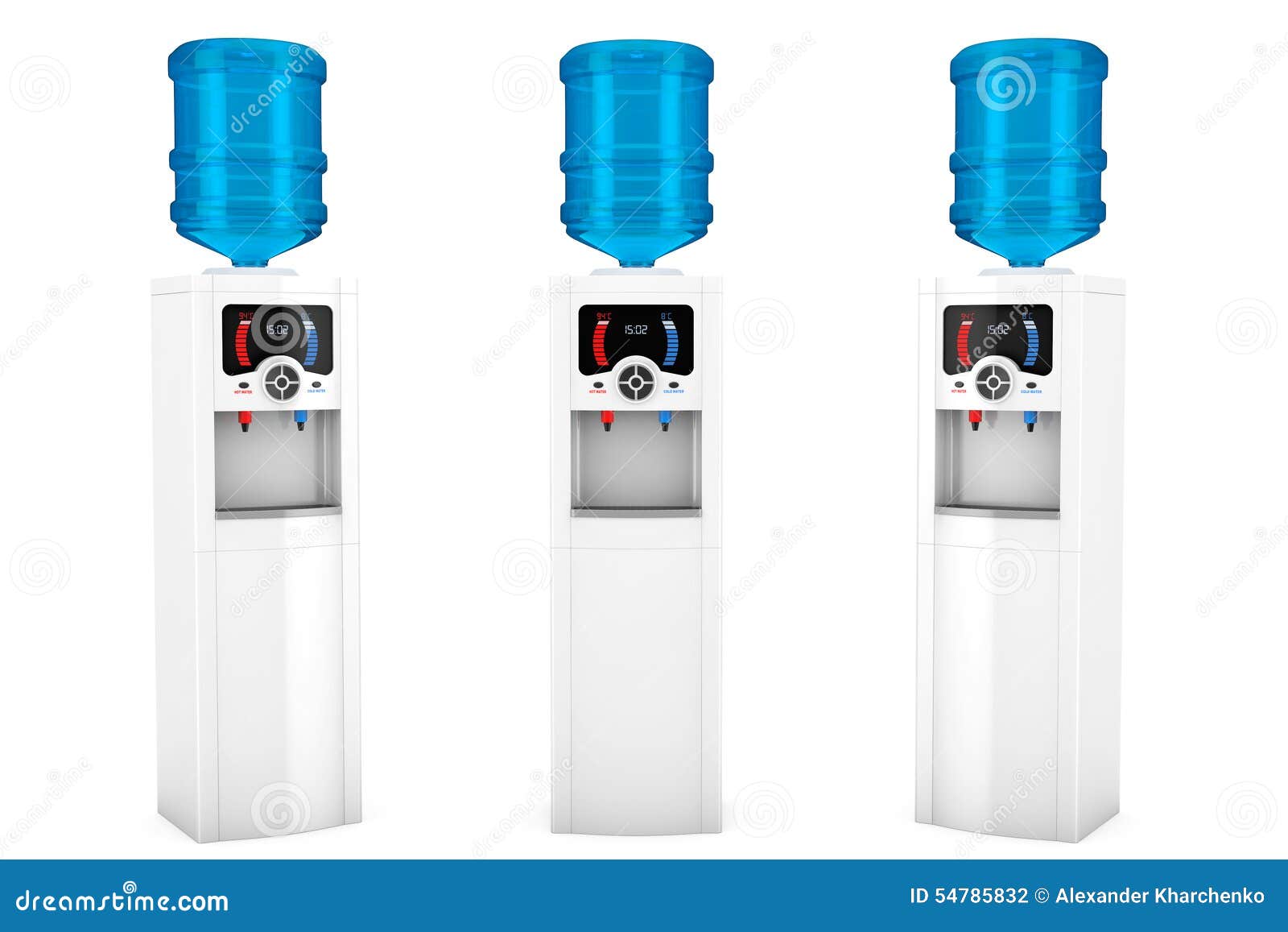 Three Electric Water Coolers Bottles Stock Illustrations 2 Three