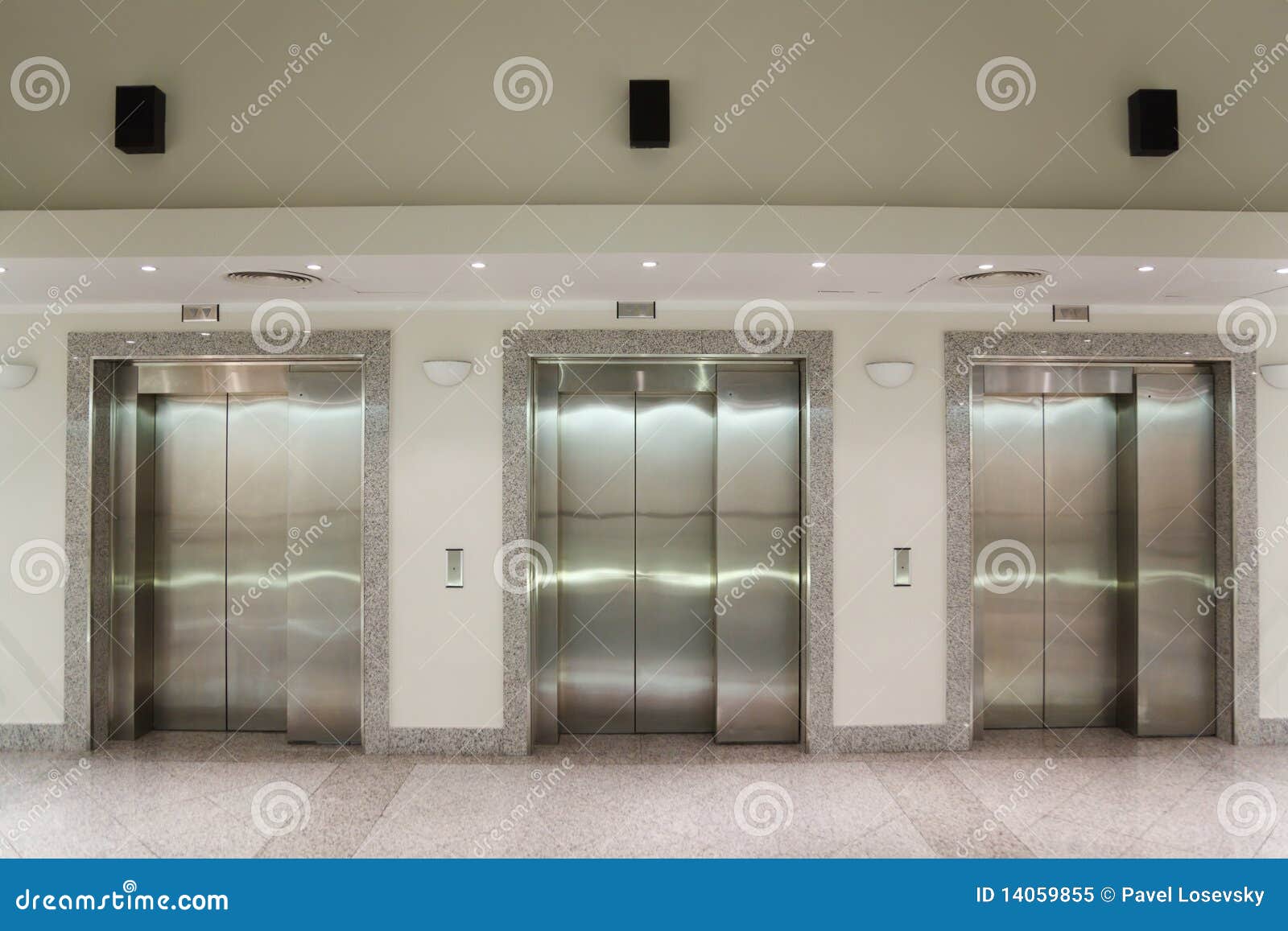 Three Elevator Doors In Corridor Royalty Free Stock Photo Image 14059855