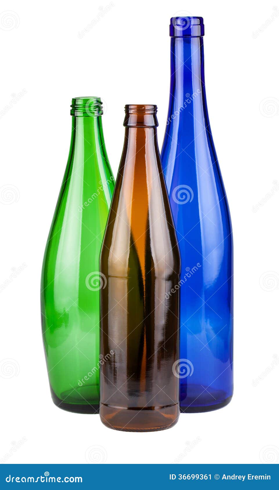 Three empty bottles stock image. Image of container, drink 36699361