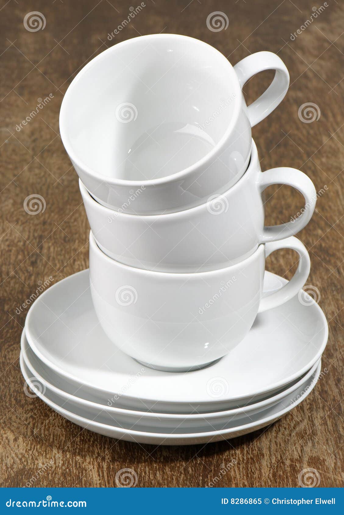 Three Empty Coffee Cups stock image. Image of dark