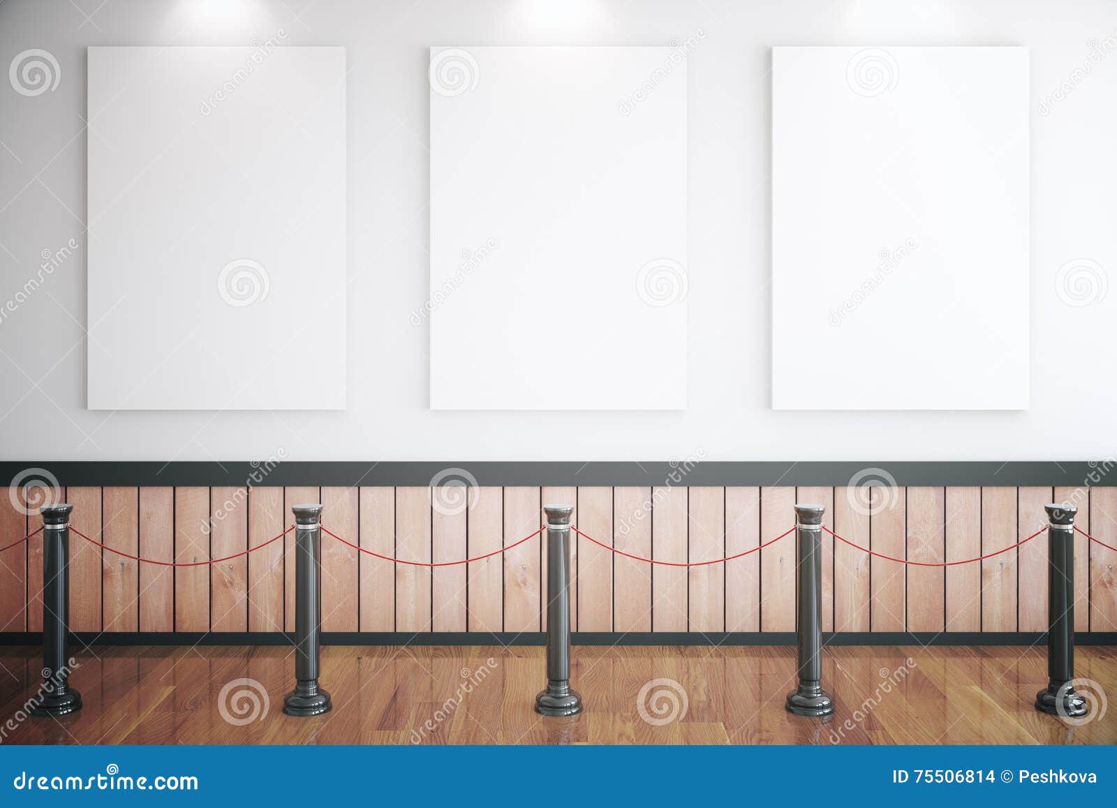 Three Empty Posters in Museum Stock Illustration - Illustration of