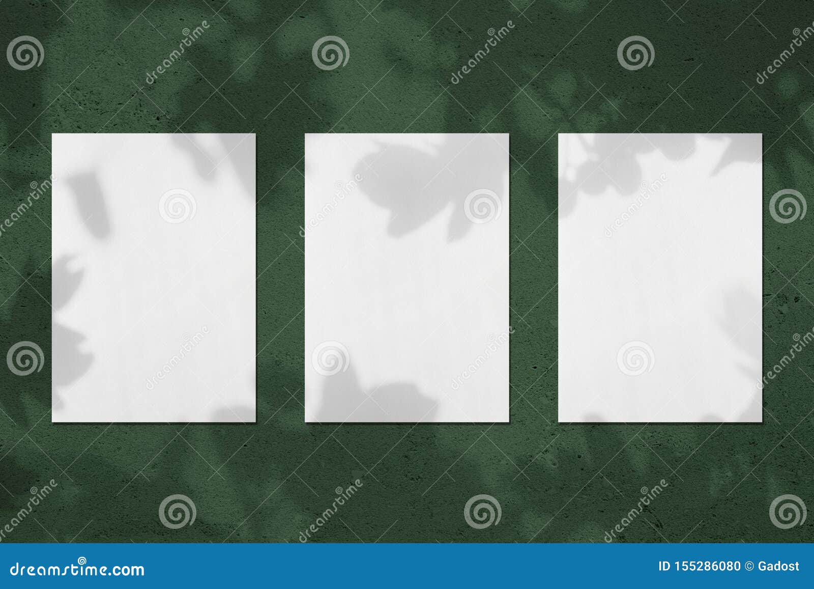 Three Empty White Vertical Rectangle Poster Mockups With