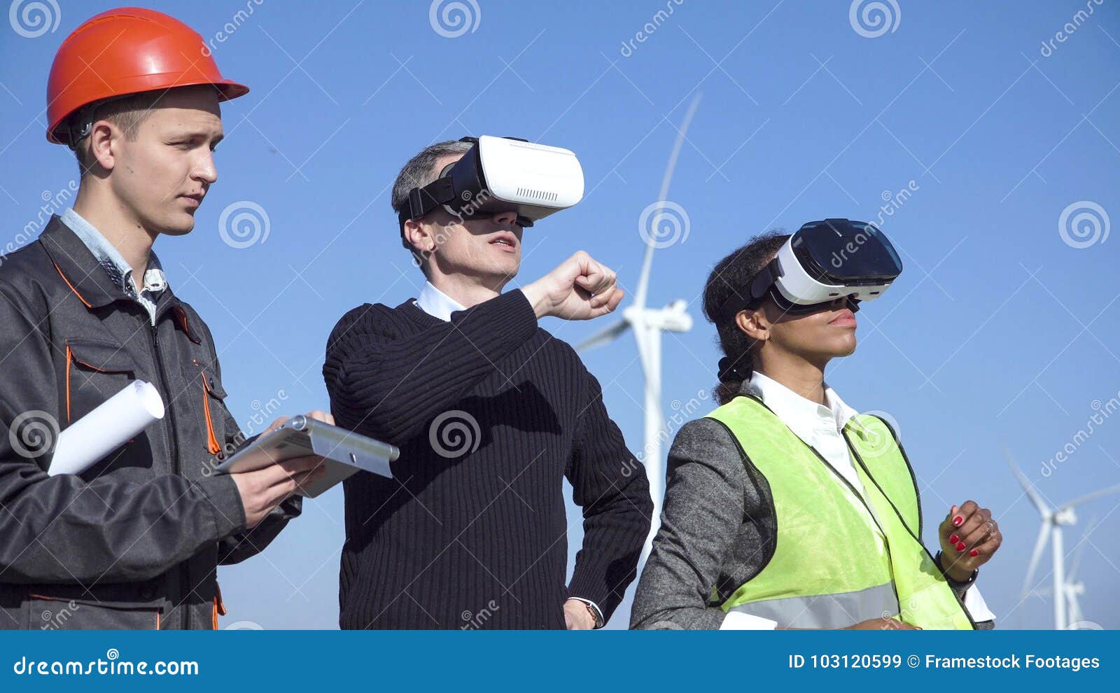 Engineers with Virtual Reality Headset Stock Image Image of
