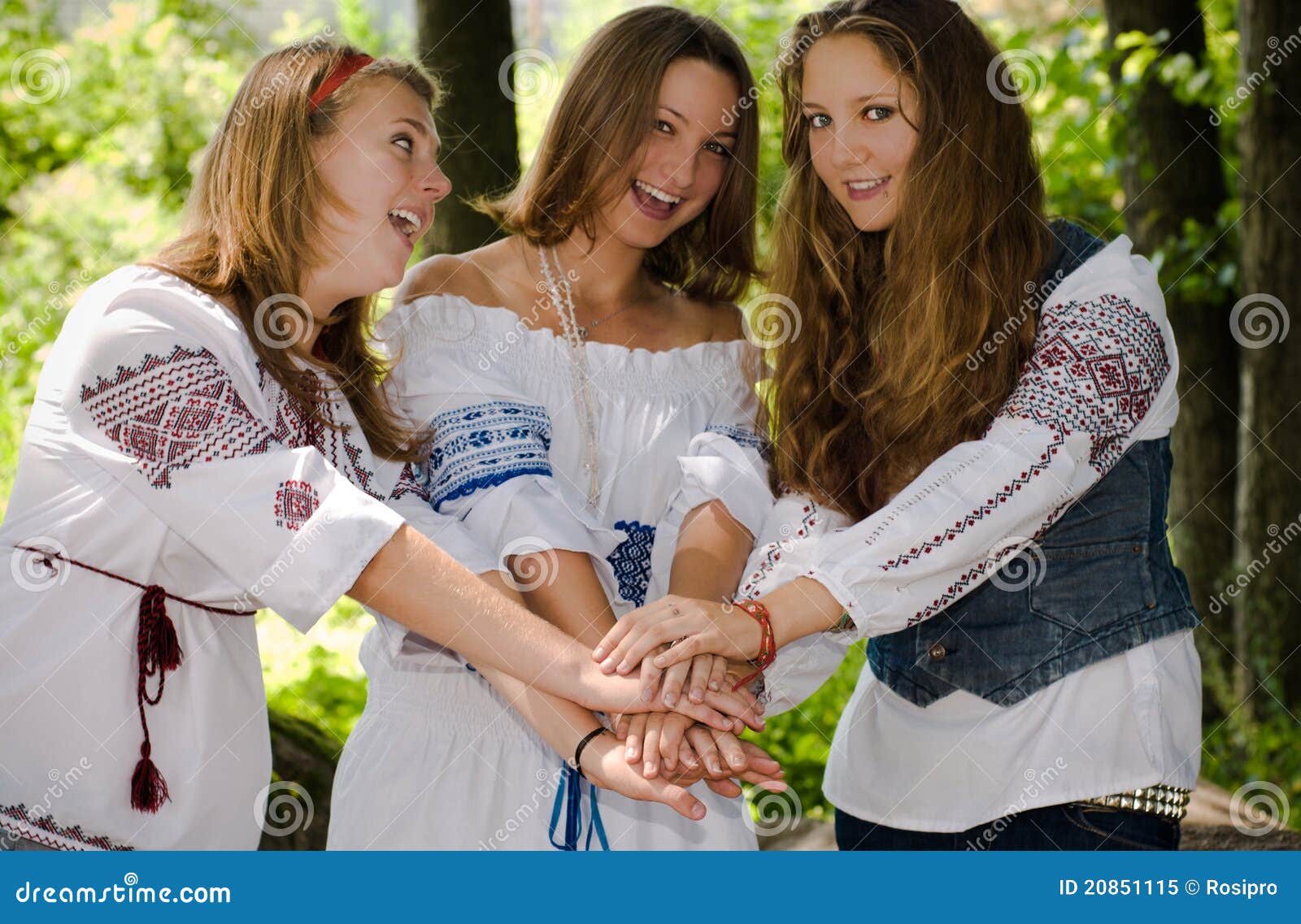 Three Ethno Beauty Teens Having Fun Stock Image I