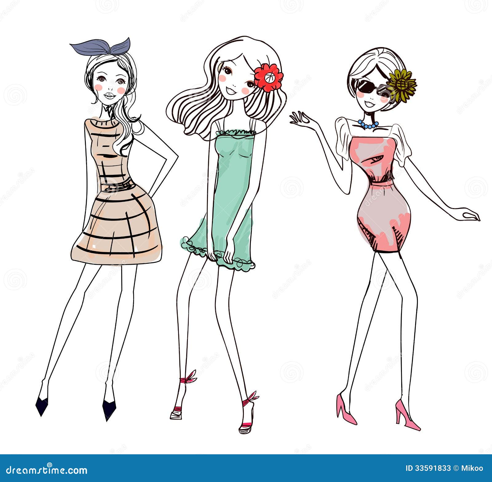 Three fashion girls stock vector. Illustration of beauty - 33591833