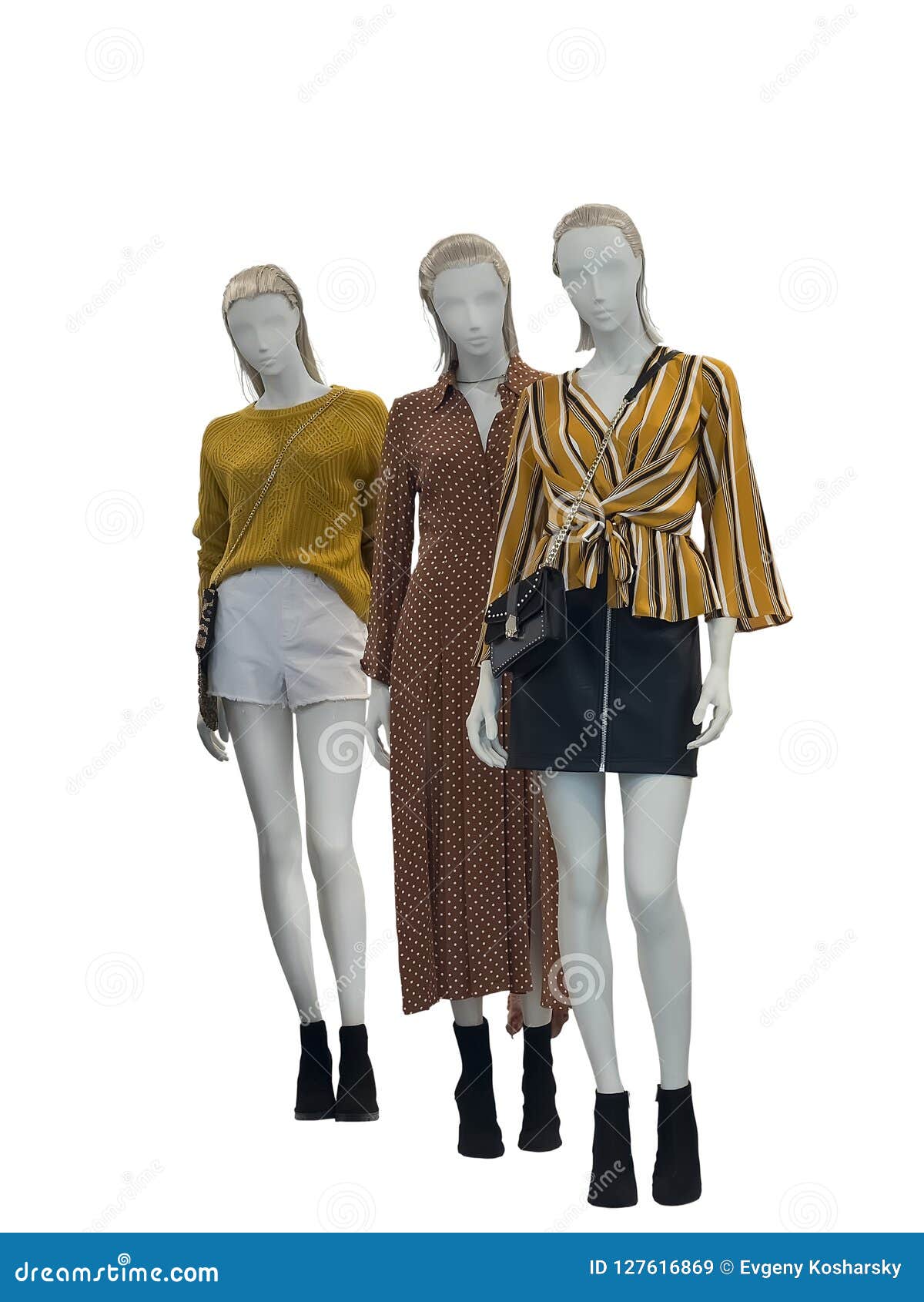 Three female mannequins. stock image. Image of clothing - 127616869