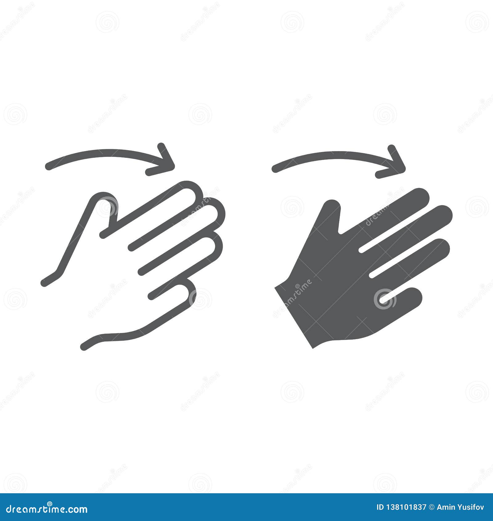 Two finger drag up line and glyph icon, gesture and hand, flick sign,  vector graphics, a linear pattern on a white background., Stock vector