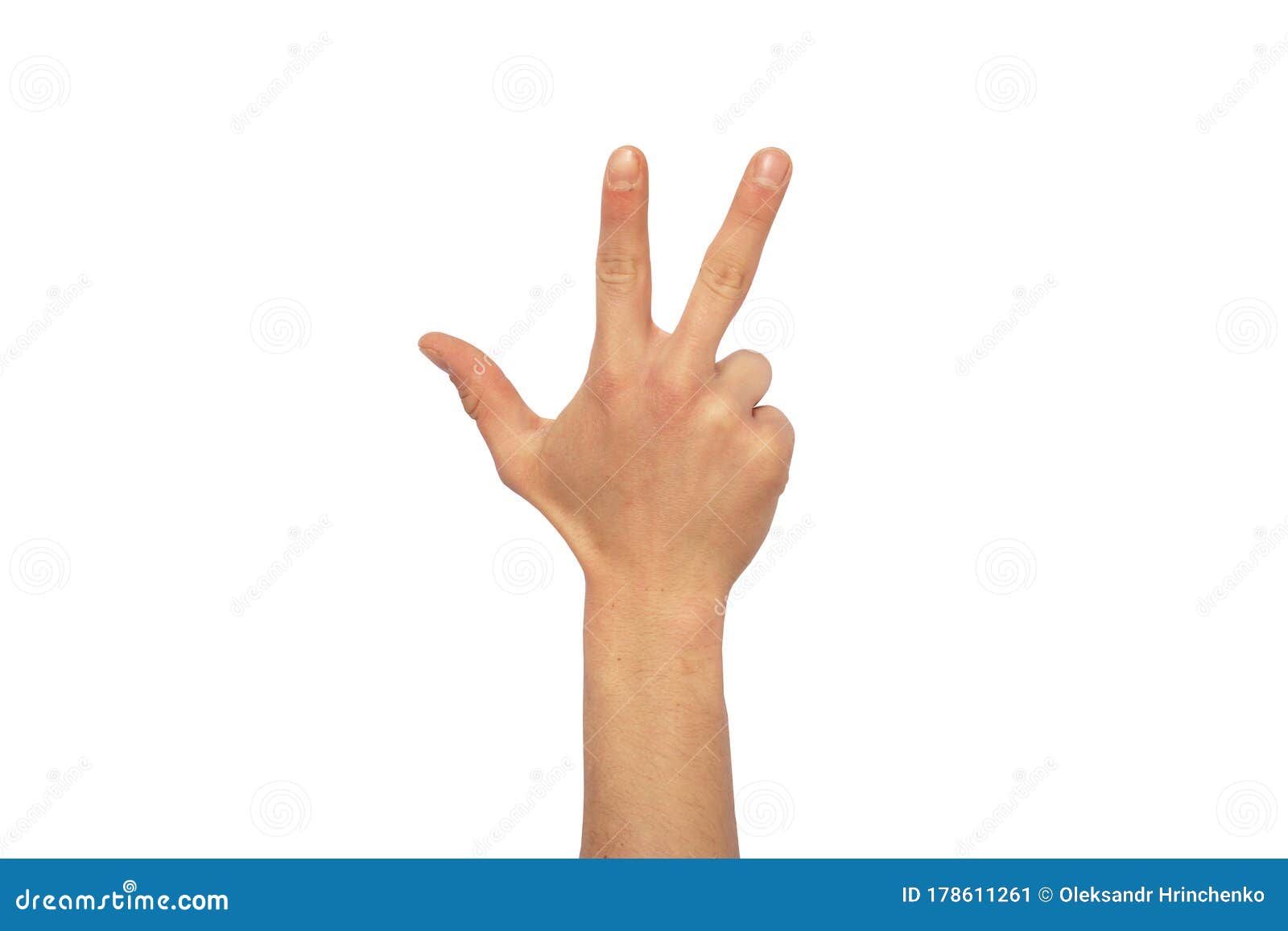 Three Fingers Gesture Isolated on White Stock Image Image of finger