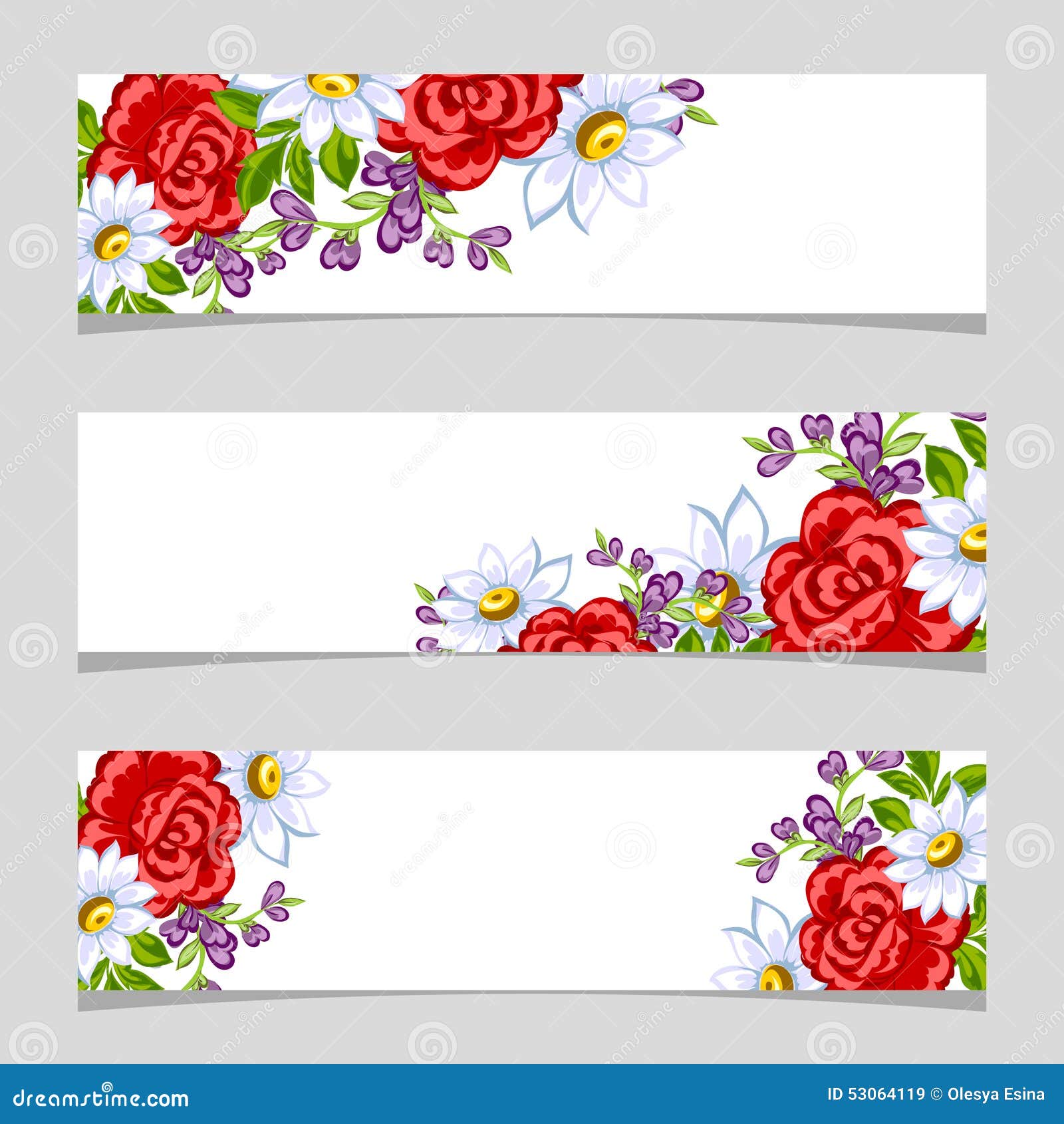 Three floral banners. stock vector. Illustration of decorative 53064119