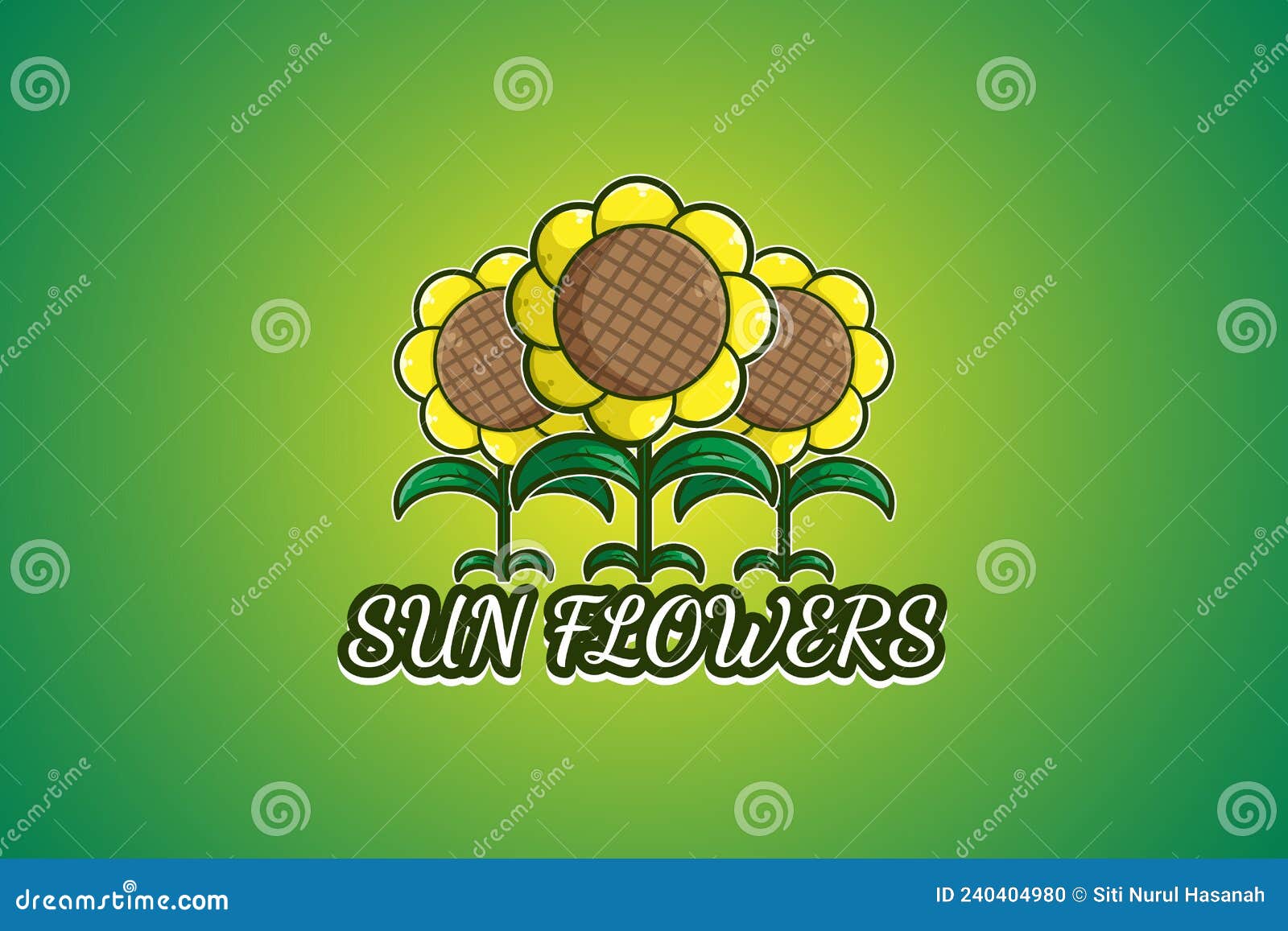 Three Flowers Logo Cartoon Illustration Stock Vector Illustration of