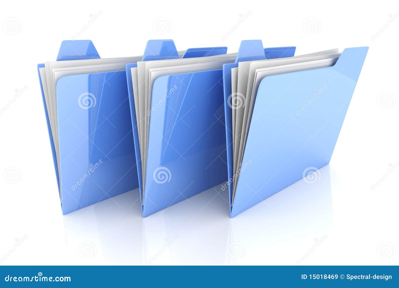 Three Folder. 3D rendered Illustration. Isolated on white.