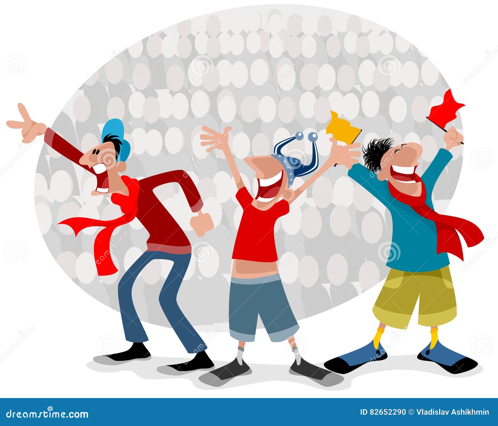 Three football fans stock vector. Illustration of volleyball 82652290