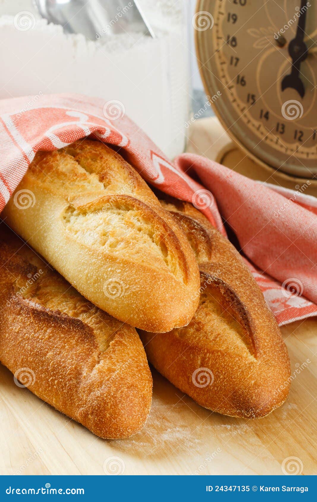 Three Fresh Baked Baguettes Stock Image Image of delicious, bread
