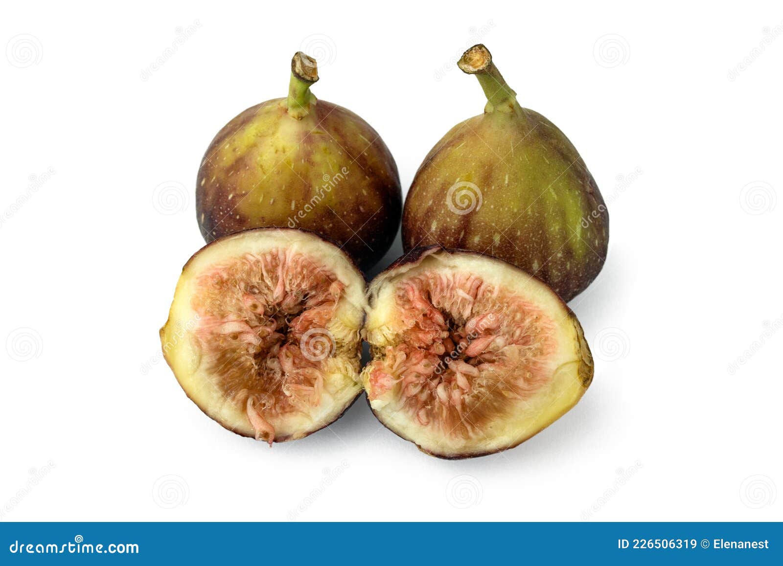 Three Fresh Figs Fruit Isolated on White Background Stock Image Image