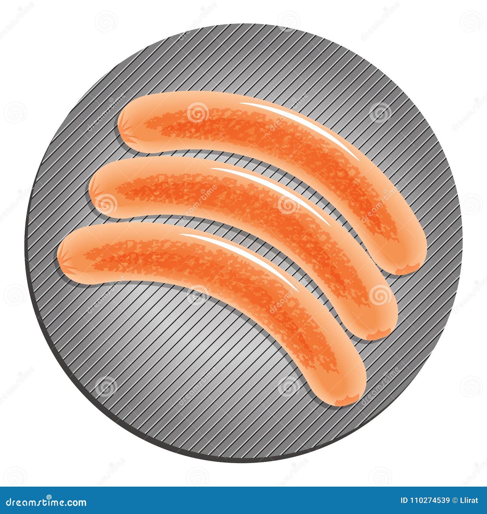 Fried Sausages On Pan Cartoon Vector 24447367