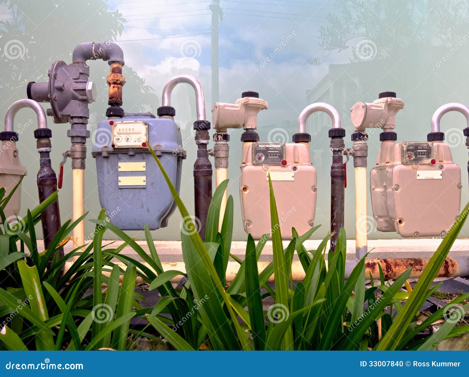 Three gas meters stock photo. Image of meters, utilities 33007840