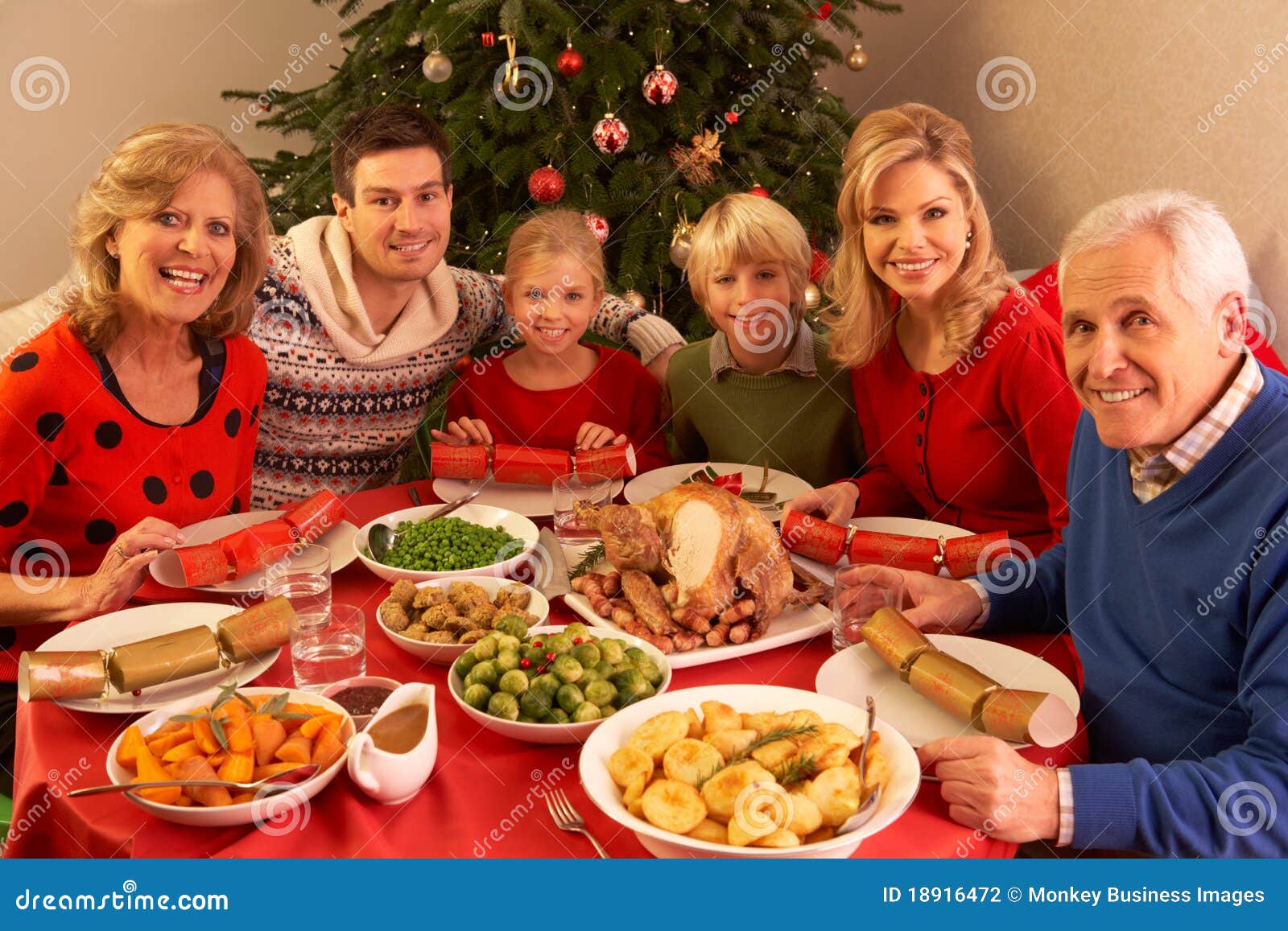 Three Generation Family Enjoying Christmas Stock Photo - Image of ...