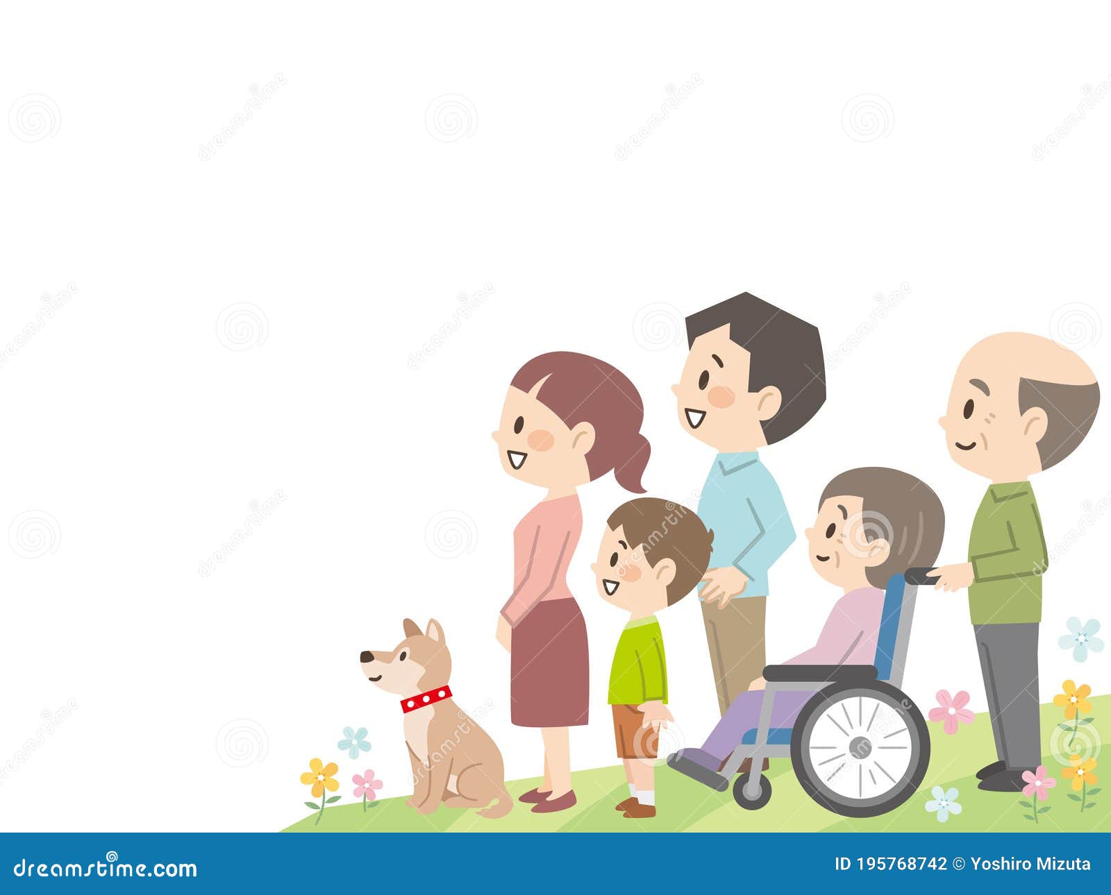 three generation family looking up at the sky