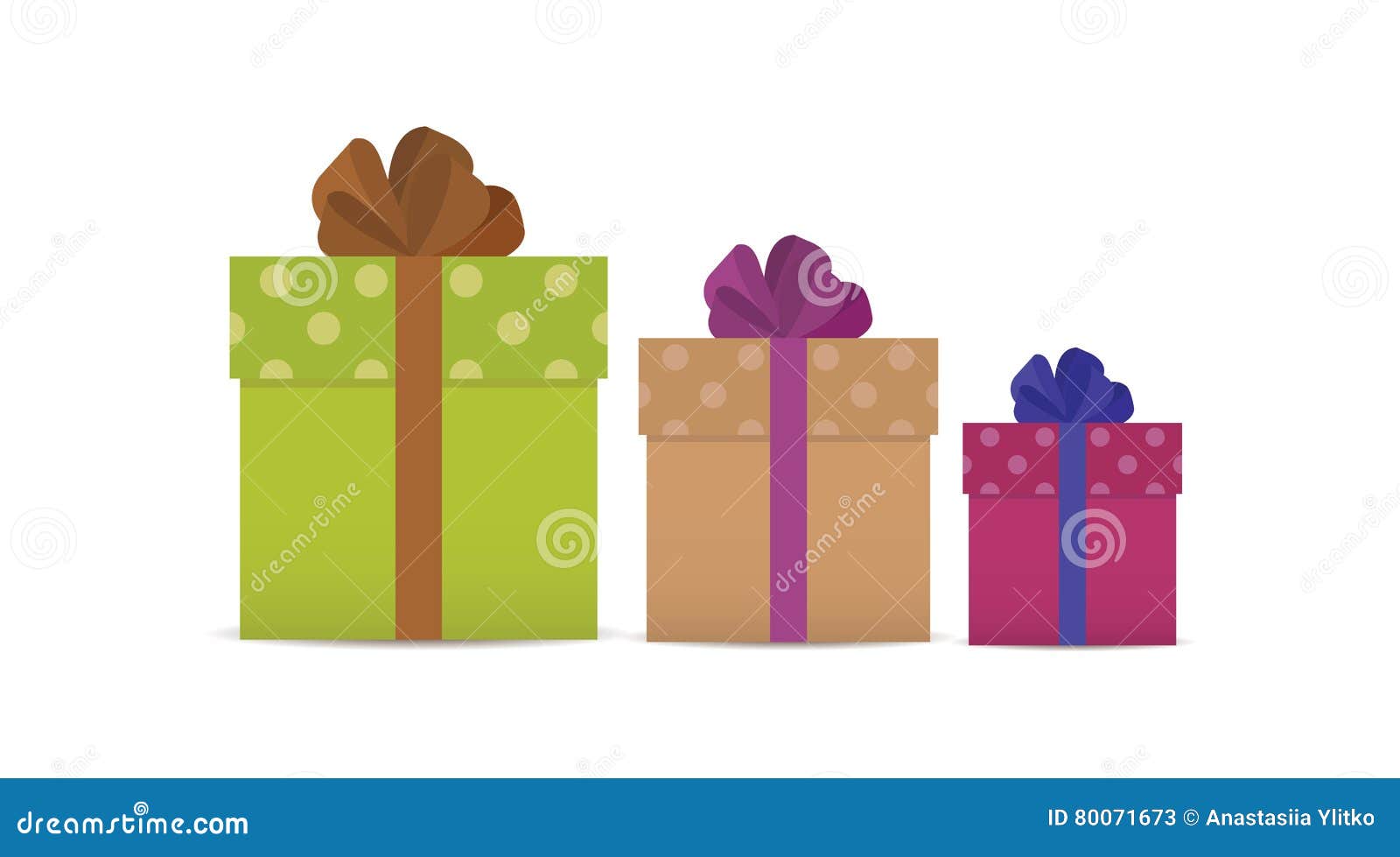 Three Gifts or Gift Boxes of Different Sizes Stock Vector