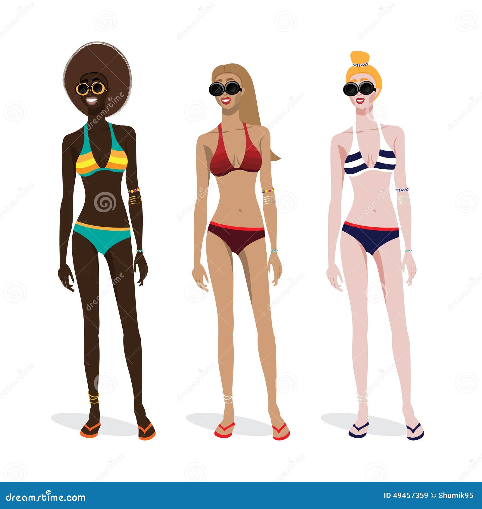 Swimsuits Models Popular Swimwear Types Women Stock Vector
