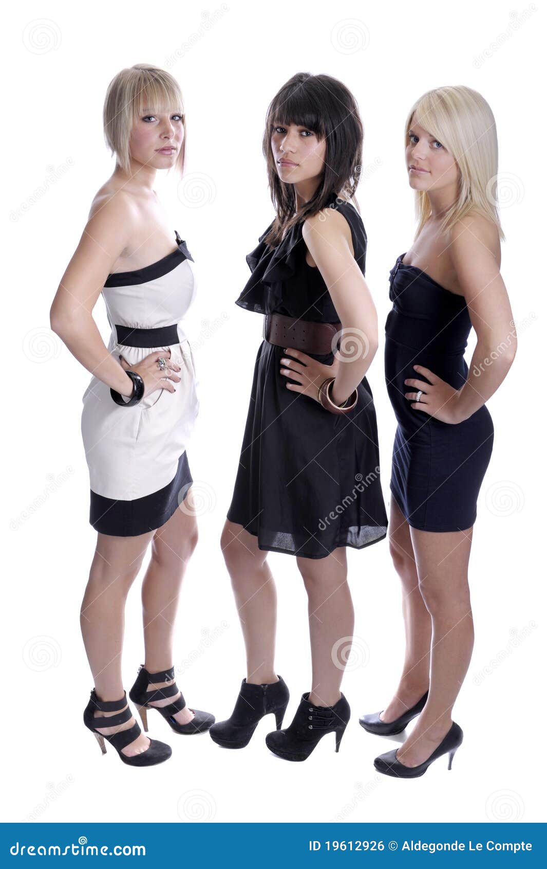 Three Glamour Female Friends Stock Photo - Image of glamour, whiten ...