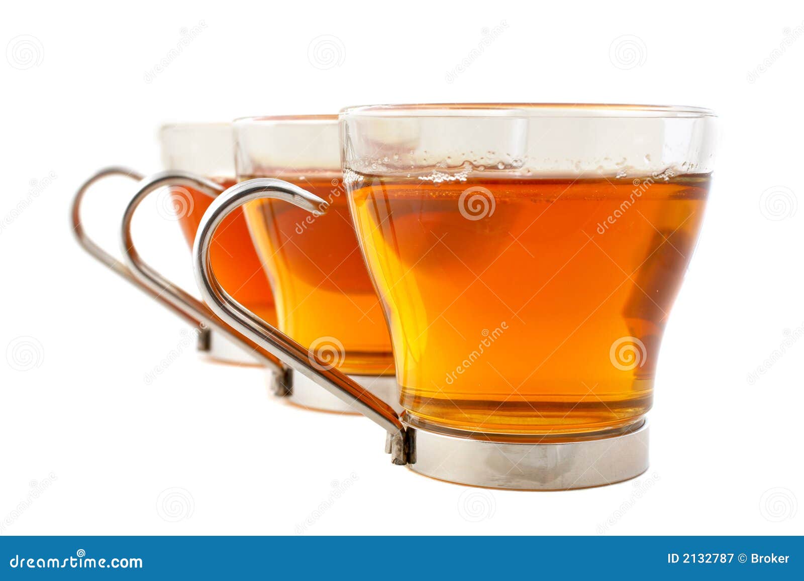 Three glass cups of tea stock image. Image of liquid, healthy 2132787