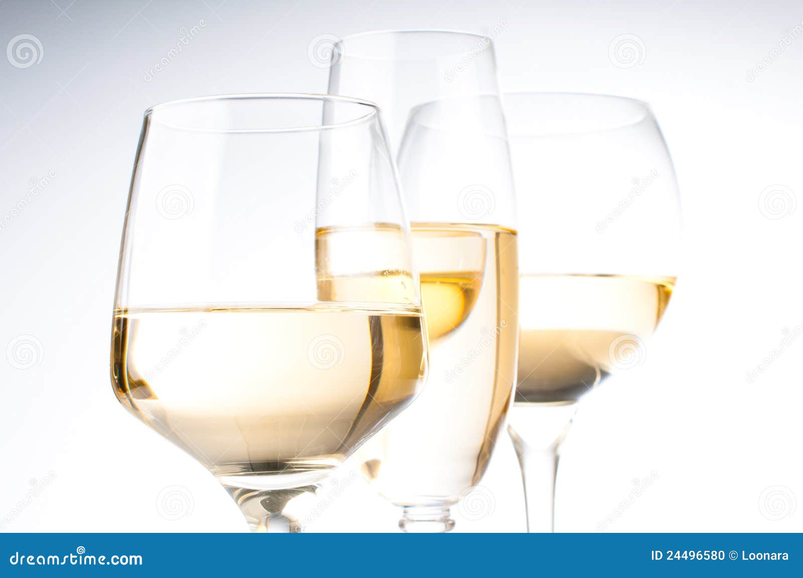Three Glasses of White Wine Stock Photo Image of fruit, elegance