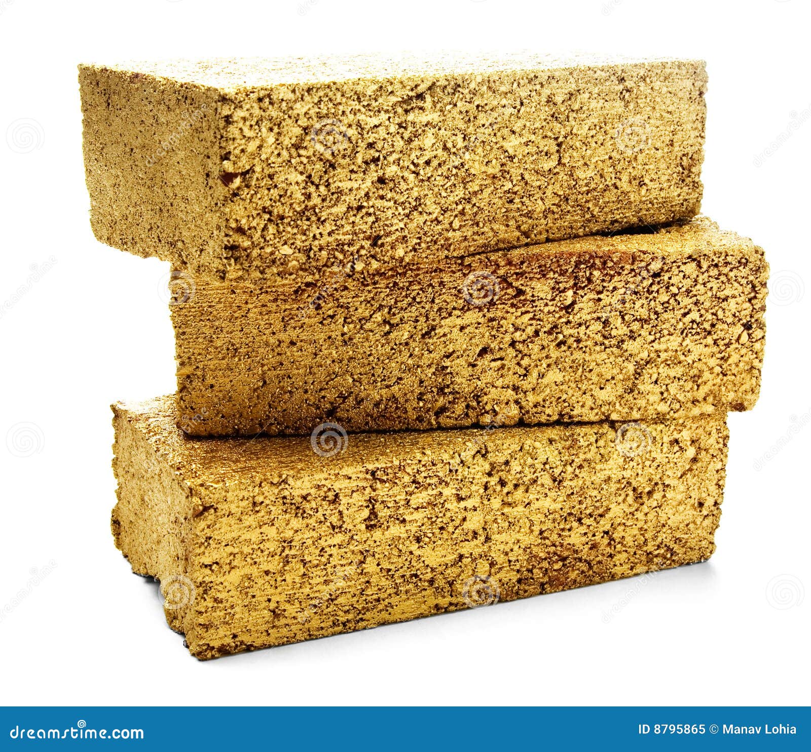 Three Gold Bars Of Different Weights Lie In A Pile Of Gold Granules. RoyaltyFree Stock Image