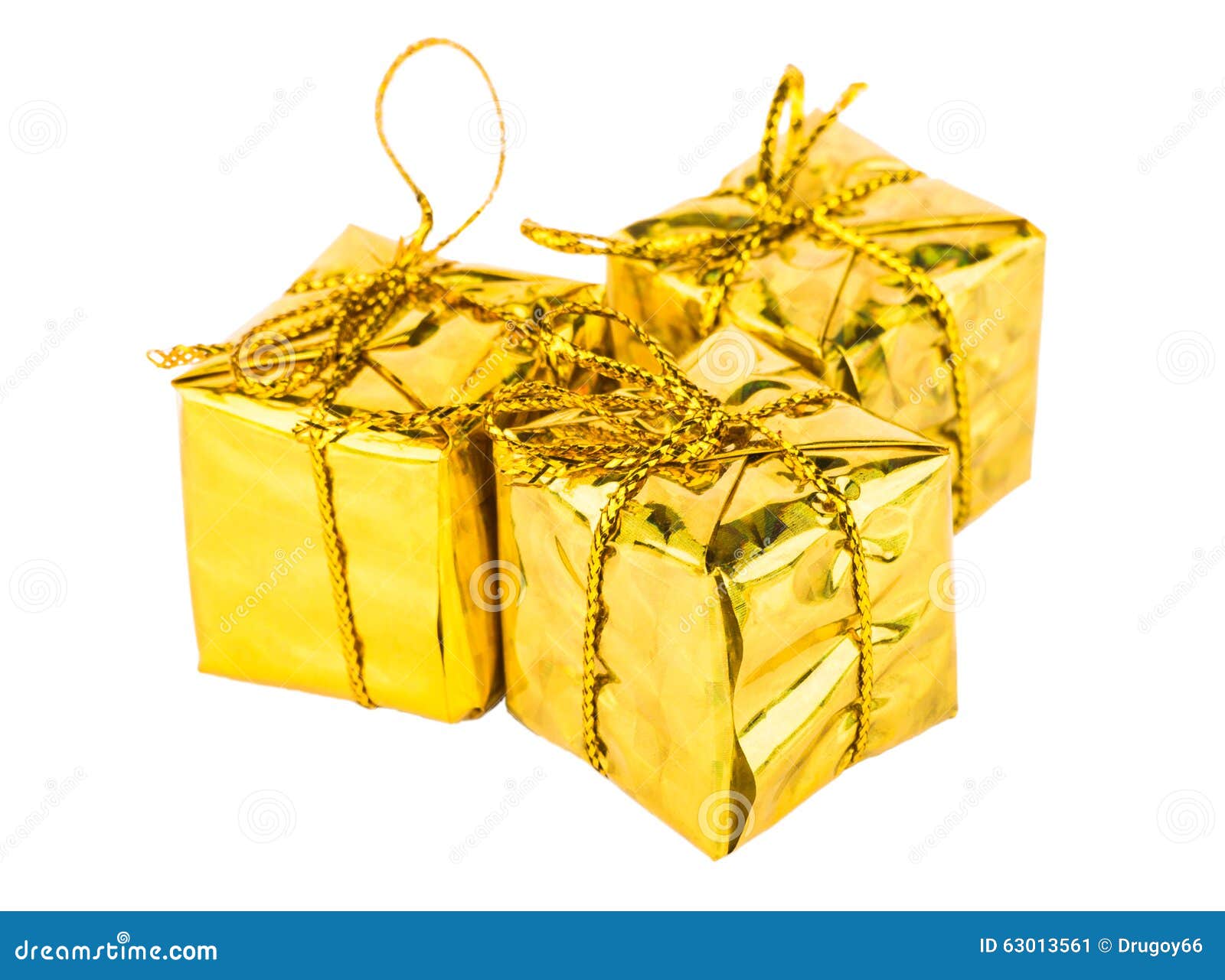 Three Golden Cardboard Boxes on White Stock Image Image of decoration