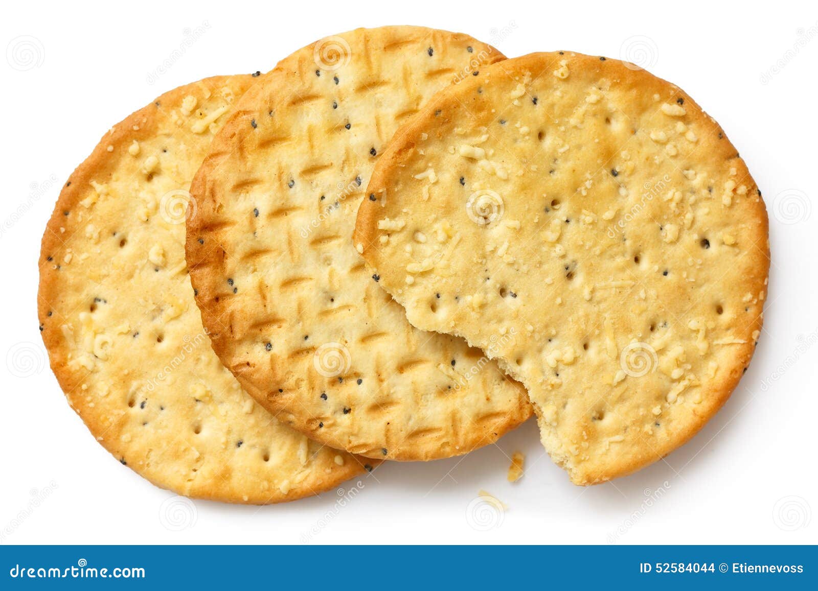 Three Golden Cheese Crackers on White Stock Photo Image of stack