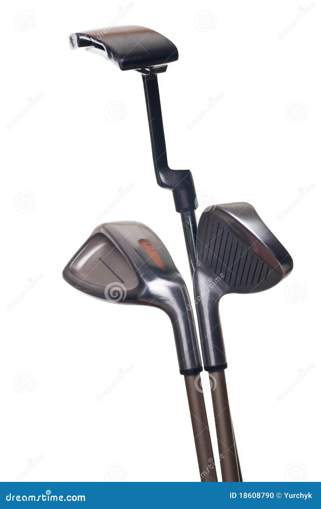 Three golf clubs stock photo. Image of bright, closeup 18608790