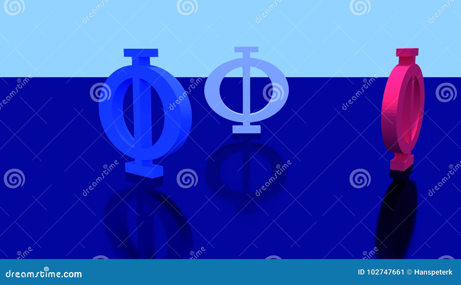Three greek upper case character phi stock illustration illustration