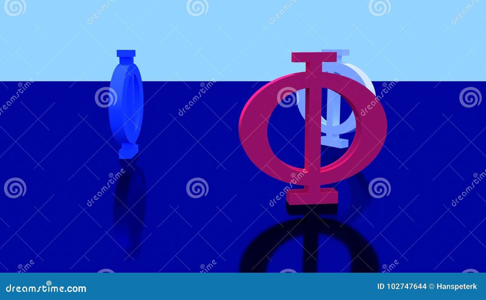Three greek upper case character phi stock illustration illustration