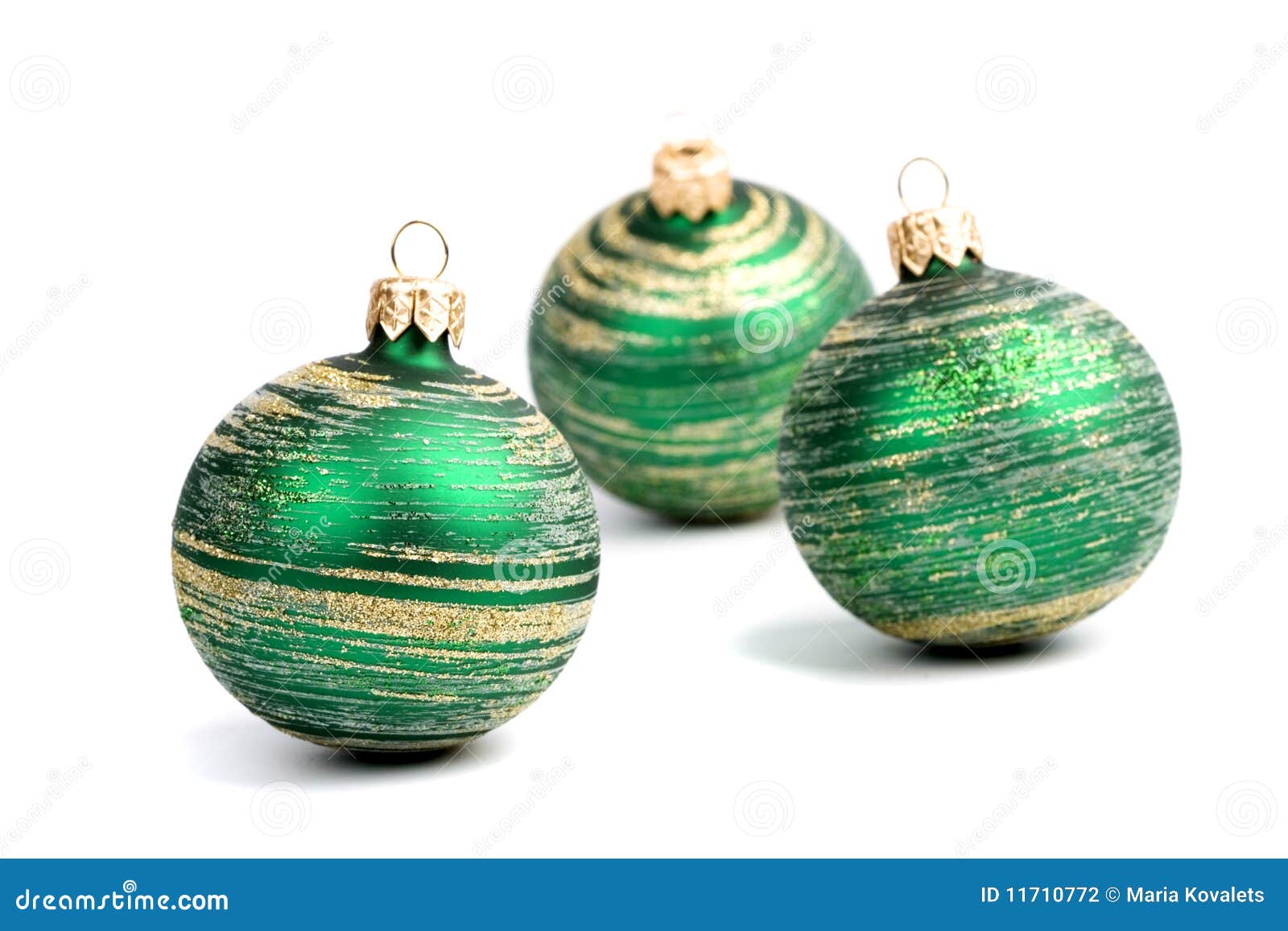 Three Green Christmas Balls Stock Photo - Image of white, green: 11710772