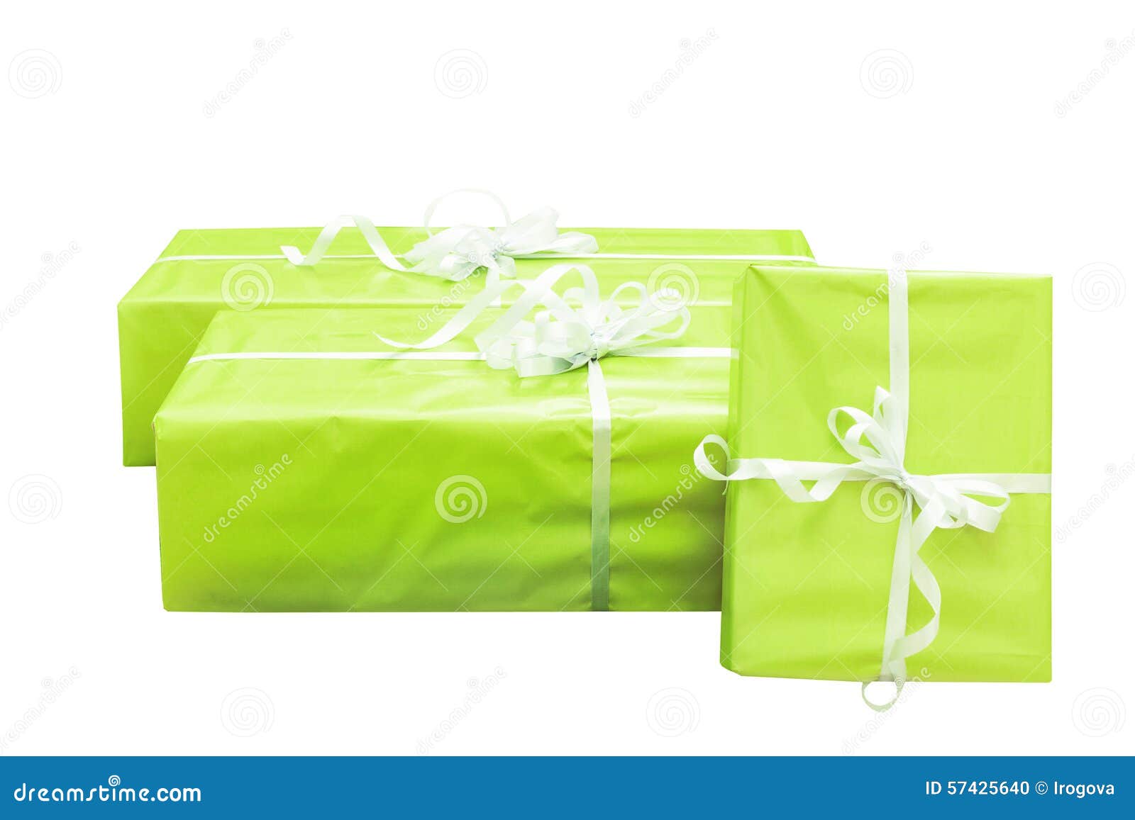 Three green gift boxes stock photo. Image of parcel, brightly 57425640