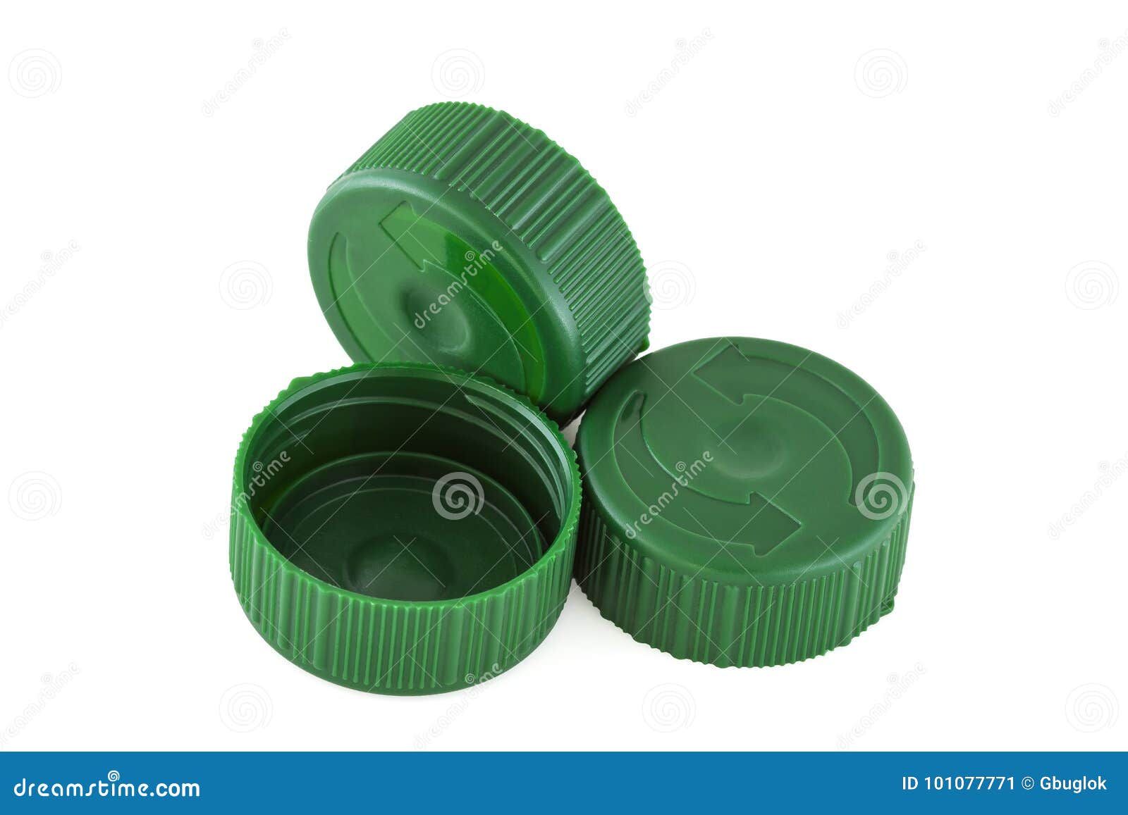 Three Green Plastic Bottle Caps Stock Image Image of caps, bottle