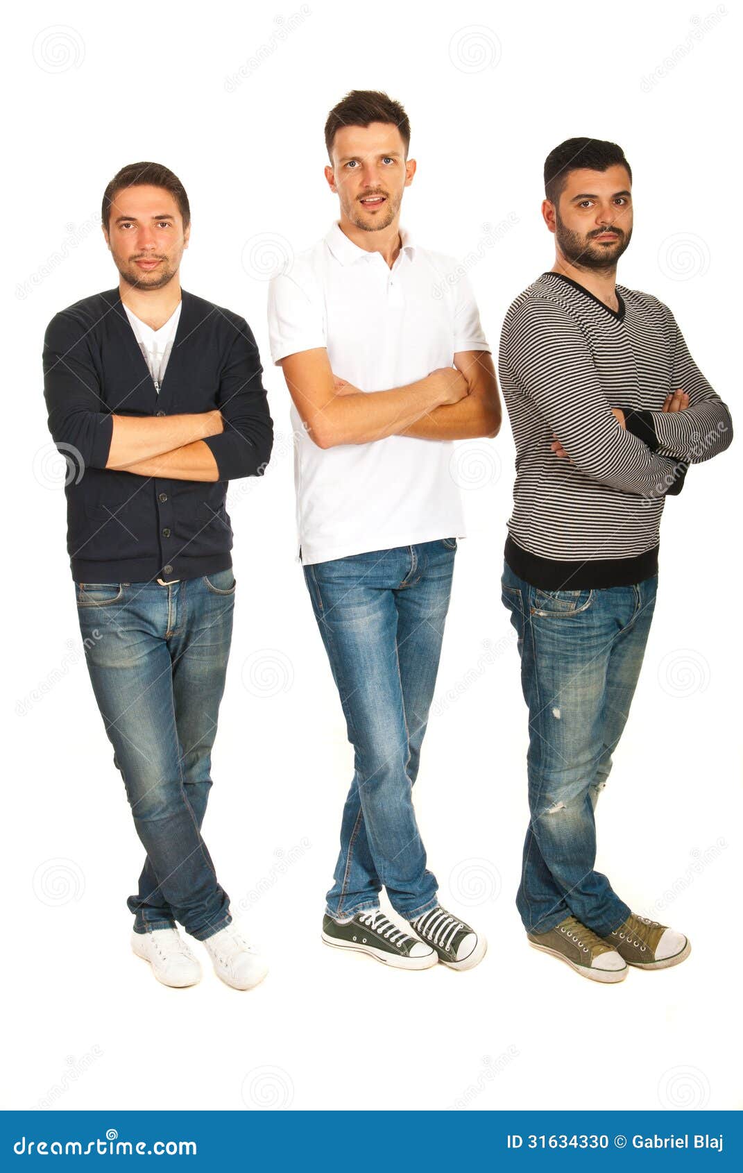 Three Guys with Hands and Legs Crossed Stock Photo - Image of body,  crossed: 31634330