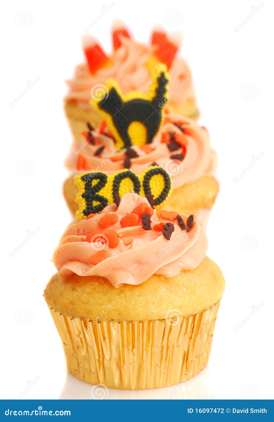 Three Halloween Cupcakes stock photo. Image of orange 16097472