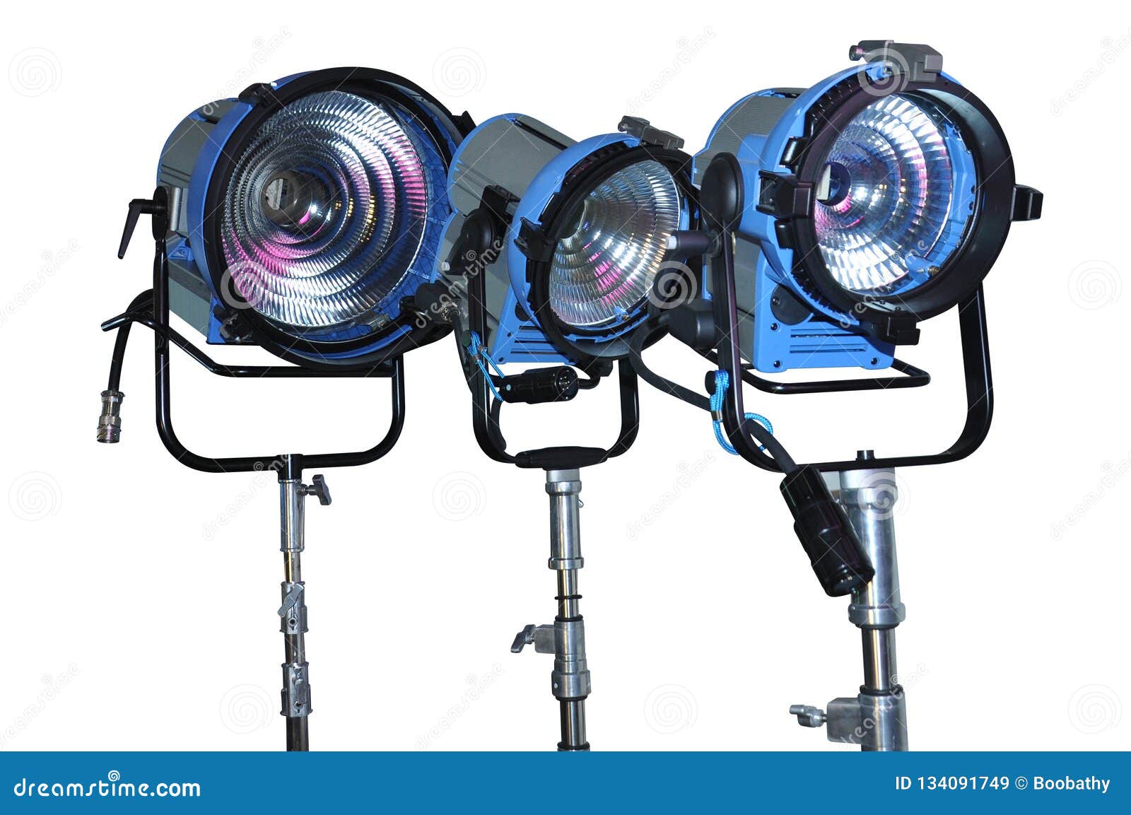 Three halogen spotlights stock image. Image of professional 134091749