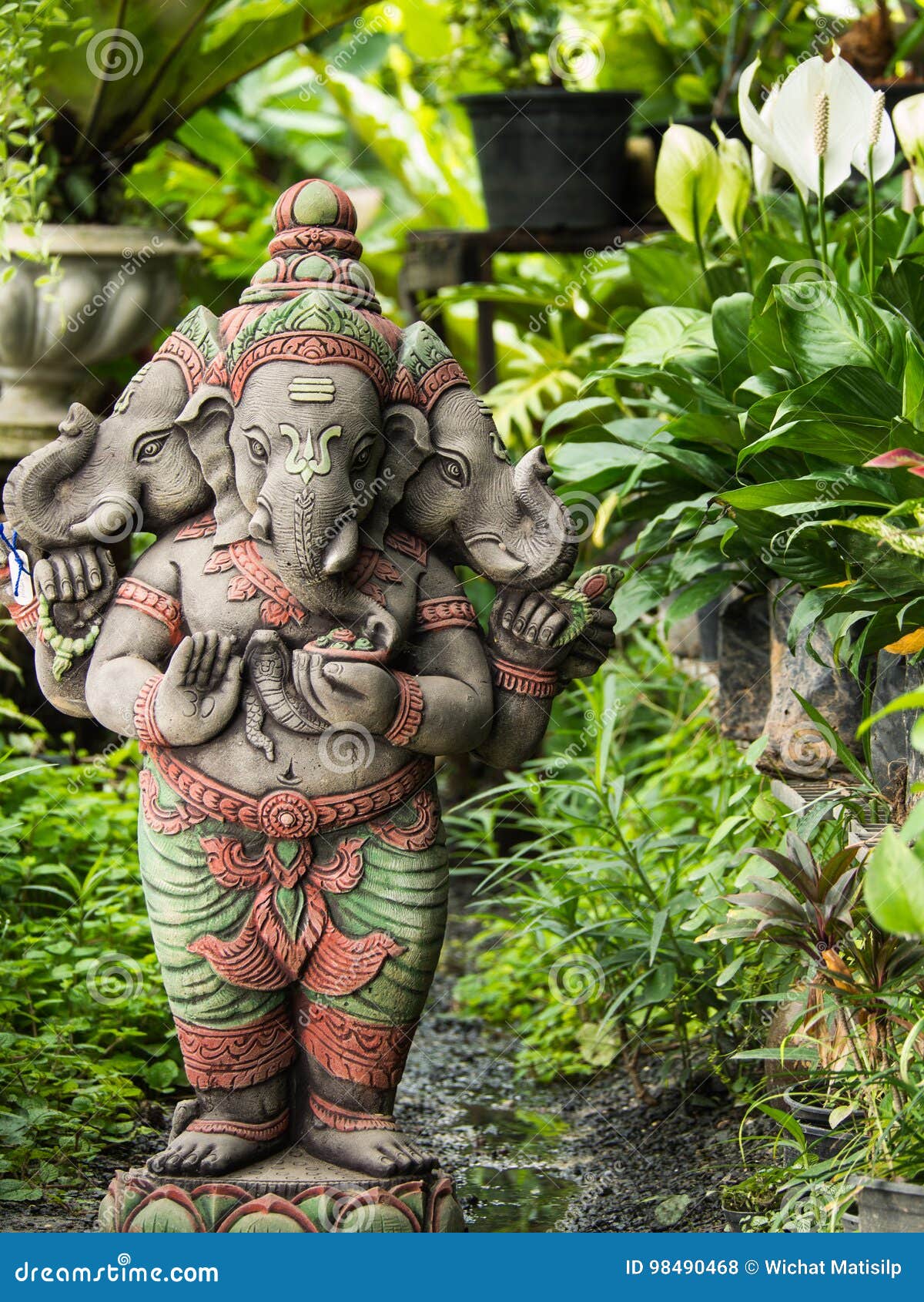 Three-Headed Deity Ganesh Statue Stock Photo - Image of headed ...